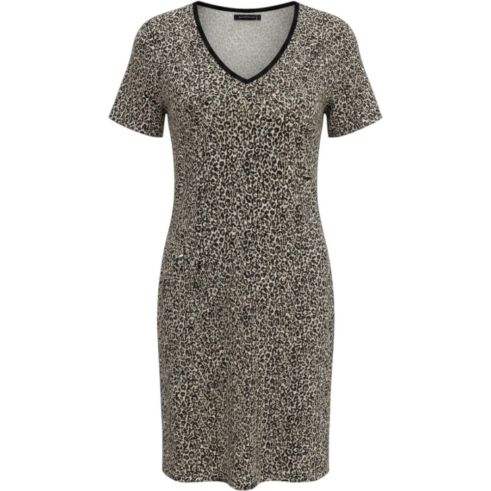 Donna Karan Leopard Nightgown Sleep Shirt Modal Knit Lounge Midi‎ Dress L PKT